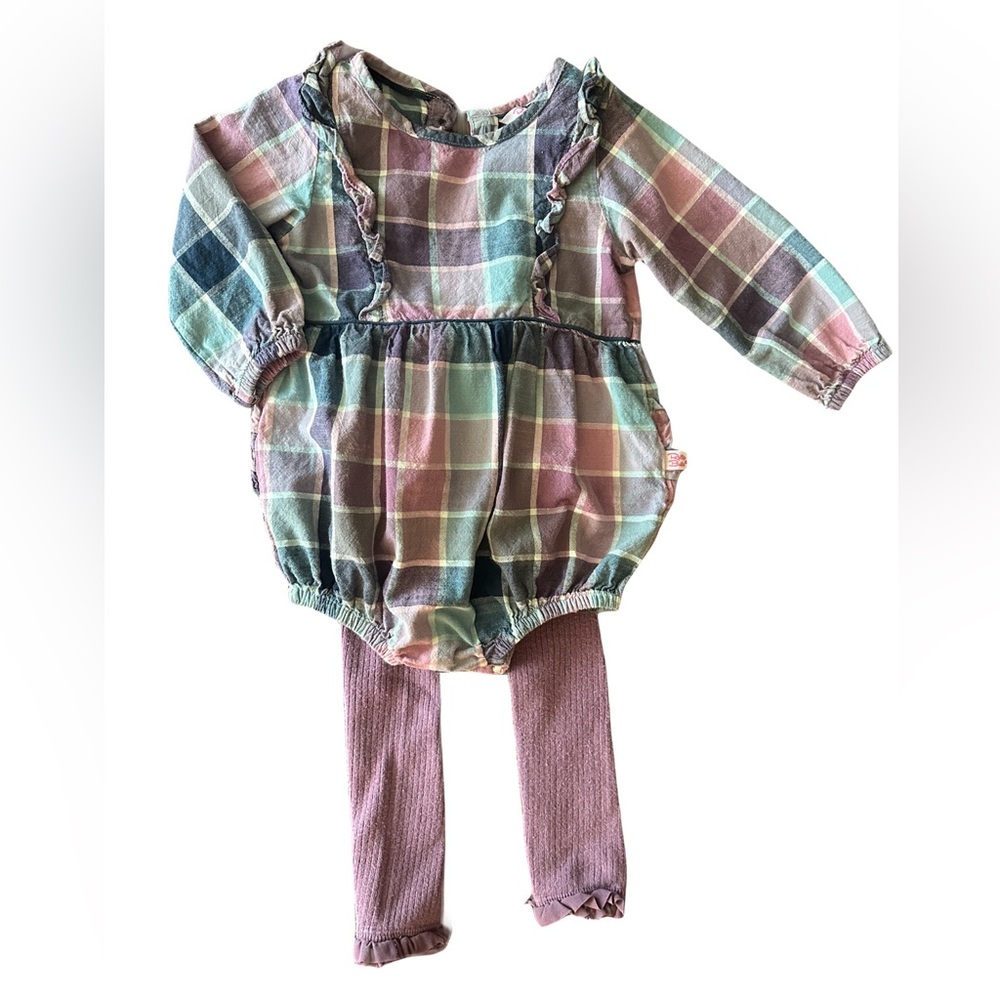 RuffleButts Long Sleeve Bubble and Ruffle Knit Leggings 2T